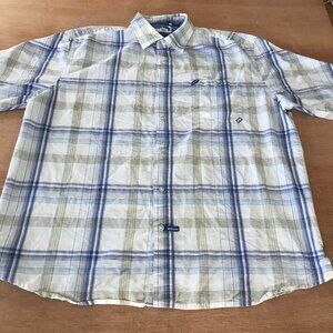 Echo Shirt Men XXL Blue Plaid Button Up Pocket Short Sleeve Collared Preppy